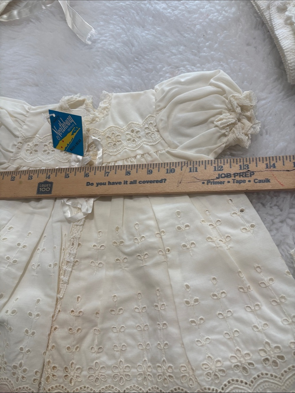 Baby Girl Ivory Lace Eyelet Dress & Bonnet Set | Northbury Textiles | NWT - Picture 10 of 13